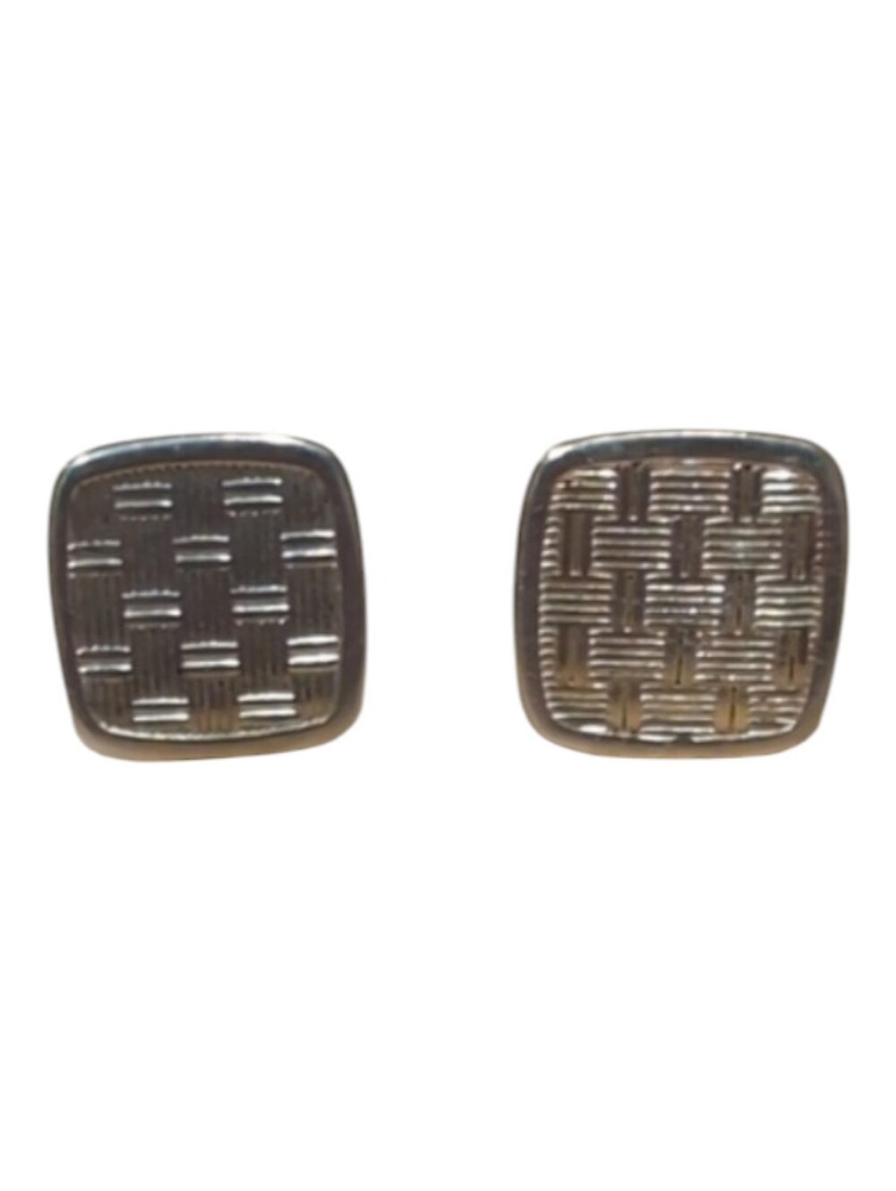 Vintage Gold Square Basket Weave Cuff Links